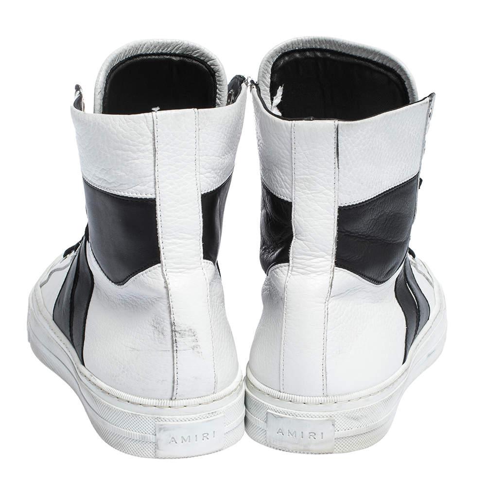 Amiri Black/White Leather Sunset Lace High Top Sneakers Size 42商品第5张图片规格展示