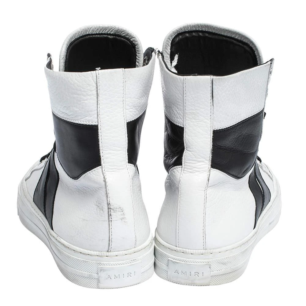 商品[二手商品] AMIRI|Amiri Black/White Leather Sunset Lace High Top Sneakers Size 42,价格¥1432,第5张图片详细描述