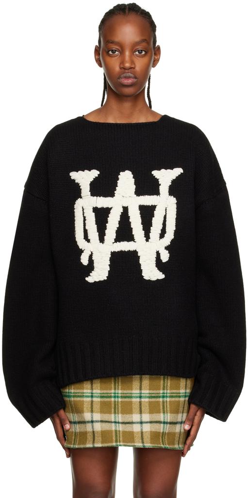 Black Hand-Embroidered Sweater商品第1张图片规格展示