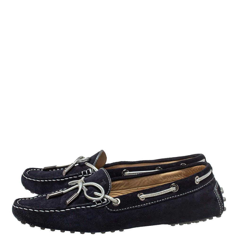 商品[二手商品] Tod's|Tod's Navy Blue Suede Bow Slip On Loafers Size 37,价格¥997,第4张图片详细描述
