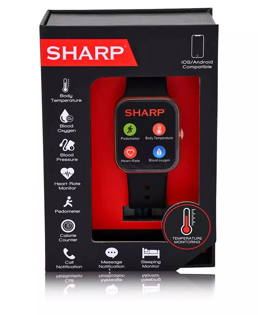 商品SHARP|Unisex Rose Gold-Tone and Black Silicone Smart Watch 38mm,价格¥281,第2张图片详细描述