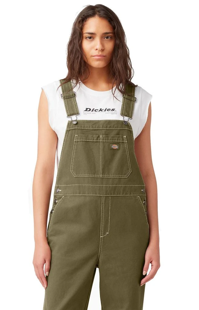 商品DICKIES|(FBR04S2M) Cropped Carpenter Bib Overalls - Stonewashed Military Green,价格¥359,第3张图片详细描述