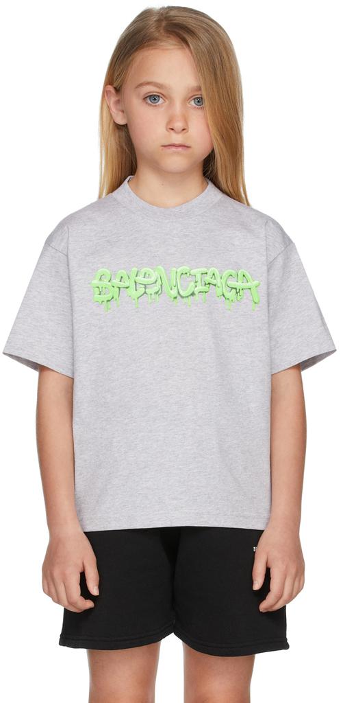 Kids Grey & Green Slime T-Shirt商品第2张图片规格展示