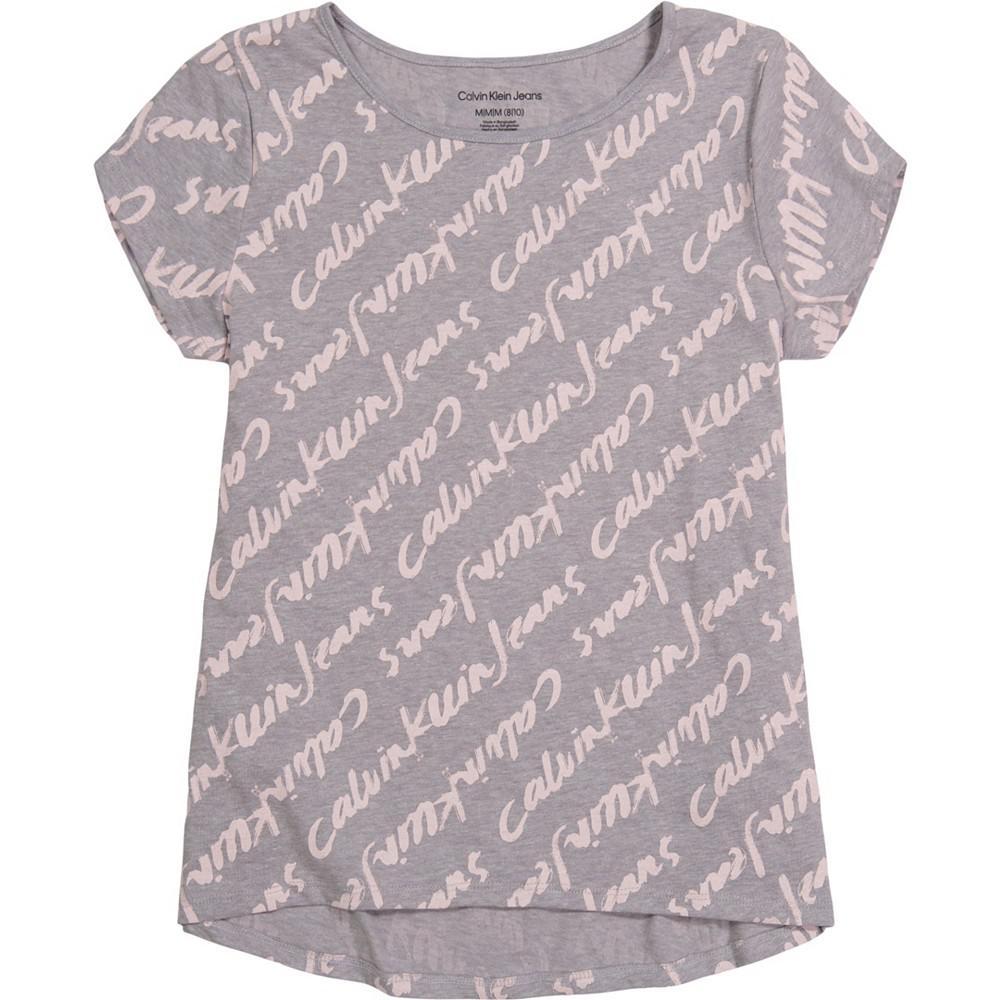 商品Calvin Klein|Big Girls Brush Logo Print T-shirt,价格¥79,第1张图片