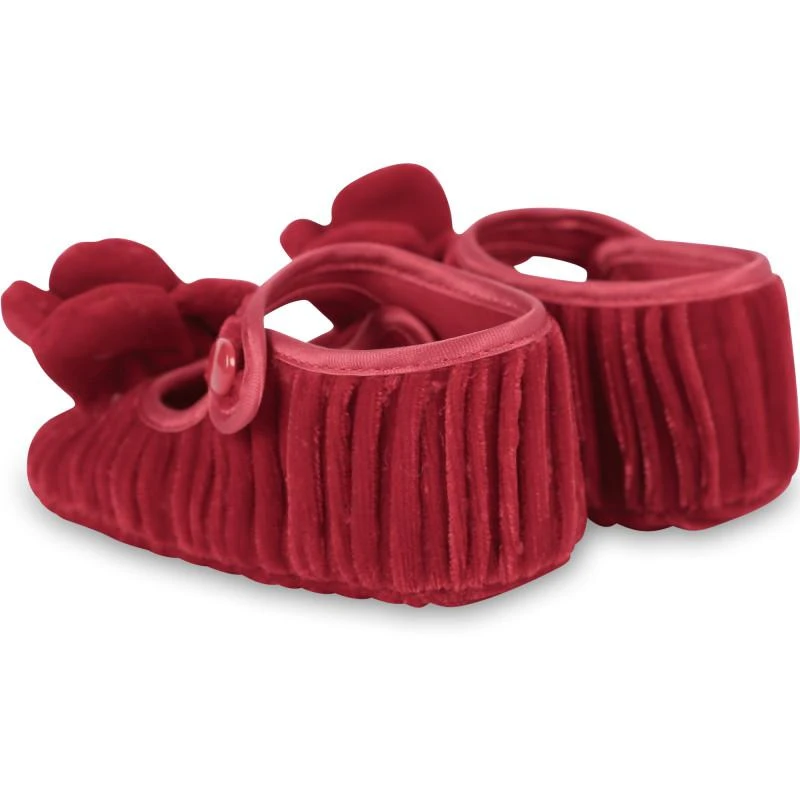 商品MONNALISA|Rose applique corduroy baby shoes in red,价格¥1040,第2张图片详细描述