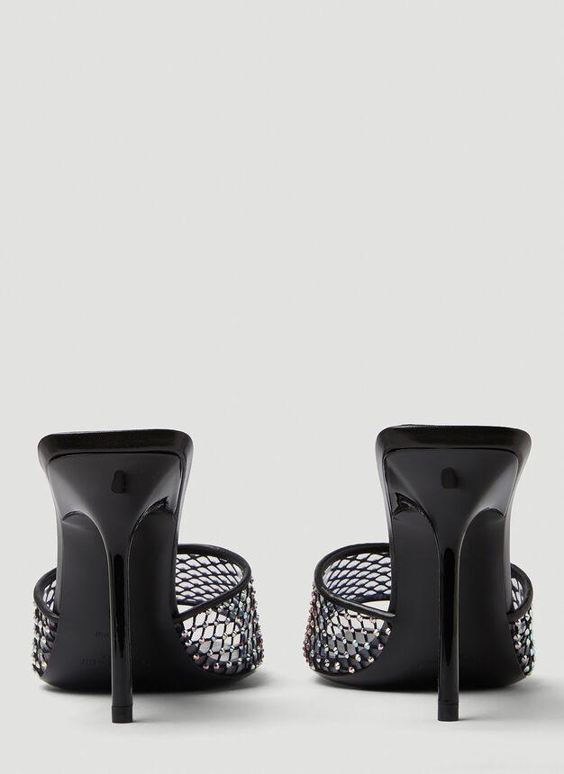 商品Yves Saint Laurent|Luz Rhinestone Mesh Mules in Black,价格¥9292,第6张图片详细描述