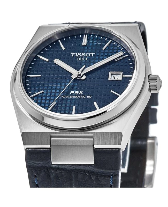 商品Tissot|Tissot PRX Powermatic 80 Blue Dial Leather Strap Men's Watch T137.407.16.041.00,价格¥3796,第2张图片详细描述