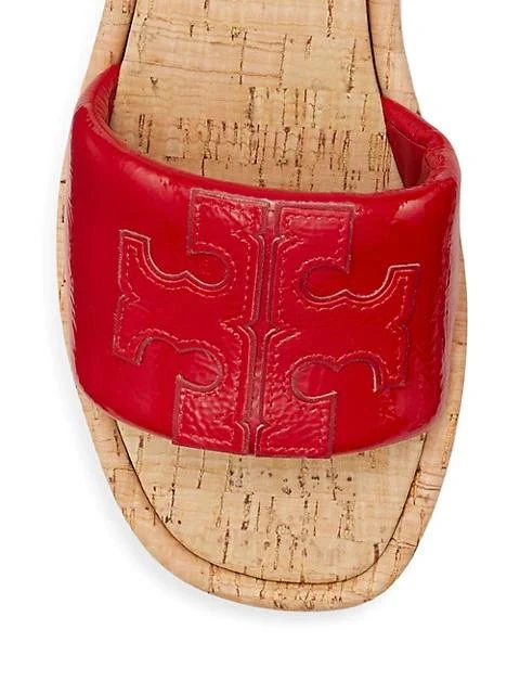 商品Tory Burch|Double T Patent Leather Sport Slides,价格¥747,第3张图片详细描述