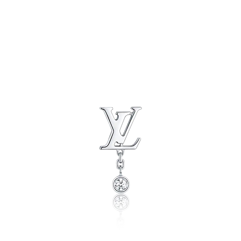 预售十天 Louis Vuitton/路易威登 IDYLLE BLOSSOM系列 经典款单只18k金白金钻石LV徽标耳钉Q96544商品第1张图片规格展示