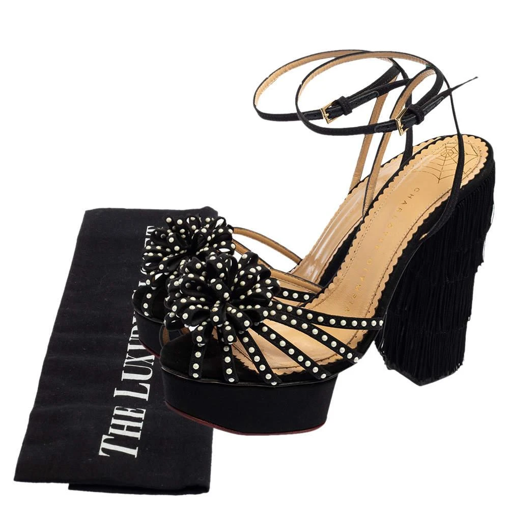 Charlotte Olympia Black Satin Miss Cha Cha Platform Sandals Size 37 商品