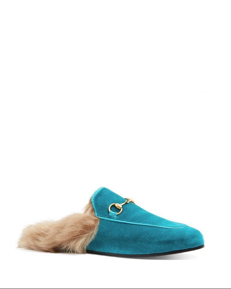 商品Gucci|Women's Princetown Velvet and Lamb Fur Mules,价格¥6356,第1张图片