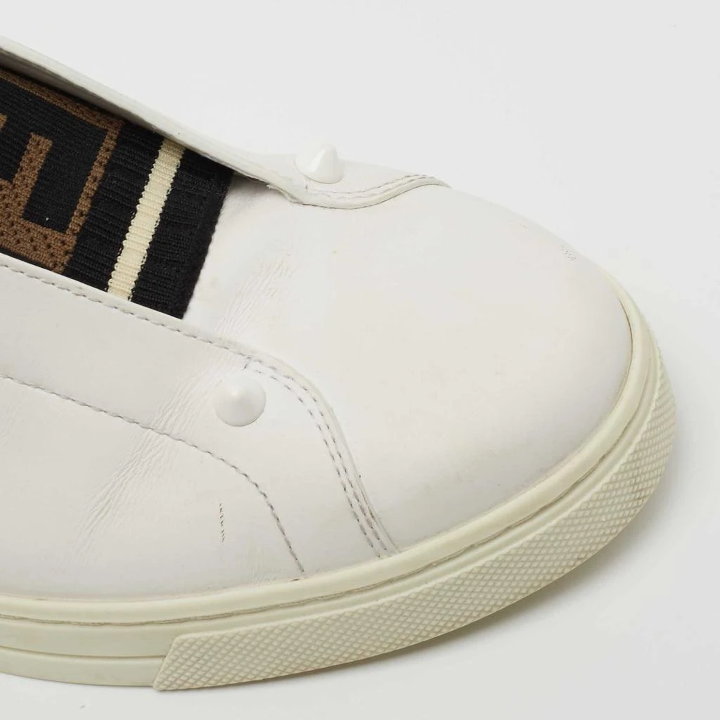 Fendi White Leather Knitted Logo Rockoclick Low Top Sneakers Size 38 商品