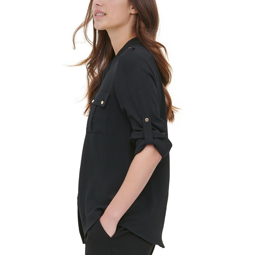 商品Calvin Klein|Textured Roll Tab Button Down Shirt,价格¥560,第5张图片详细描述
