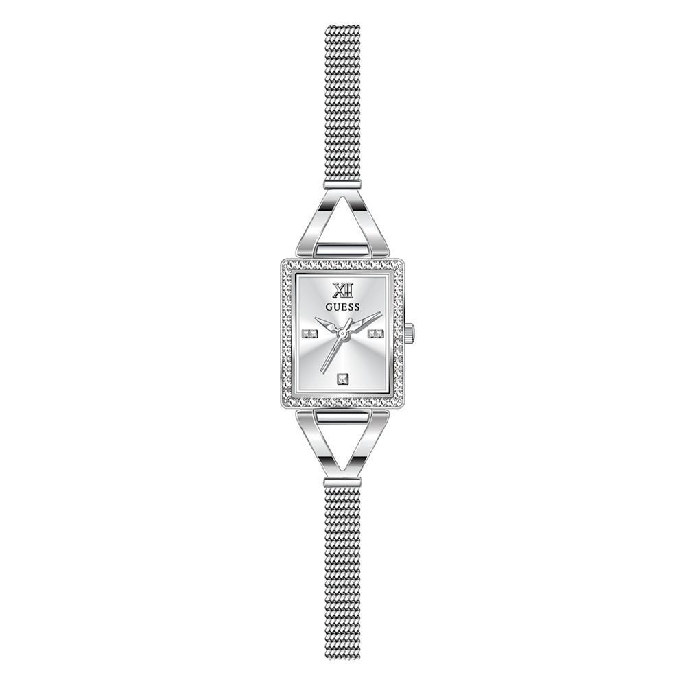 商品GUESS|Women's Silver-Tone Glitz Stainless Steel Mesh Bracelet Watch, 22mm,价格¥589,第1张图片