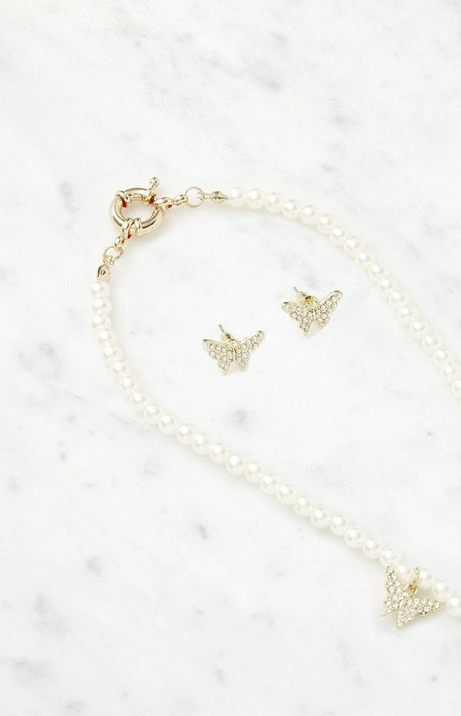 商品LA Hearts|Pearl Butterfly Earrings & Necklace Bundle,价格¥54,第4张图片详细描述