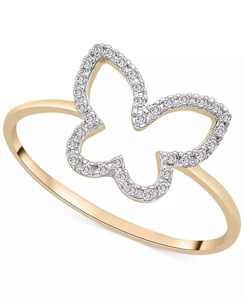 商品Wrapped|Diamond Butterfly Openwork Ring (1/20 ct. t.w.) in 10k Gold, Created for Macy's,价格¥1495,第1张图片