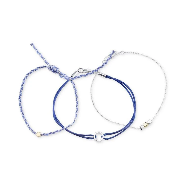 商品Unwritten|Two-Tone 3-Pc. Set Blue Cord Beaded Slider Bracelets,价格¥105,第3张图片详细描述