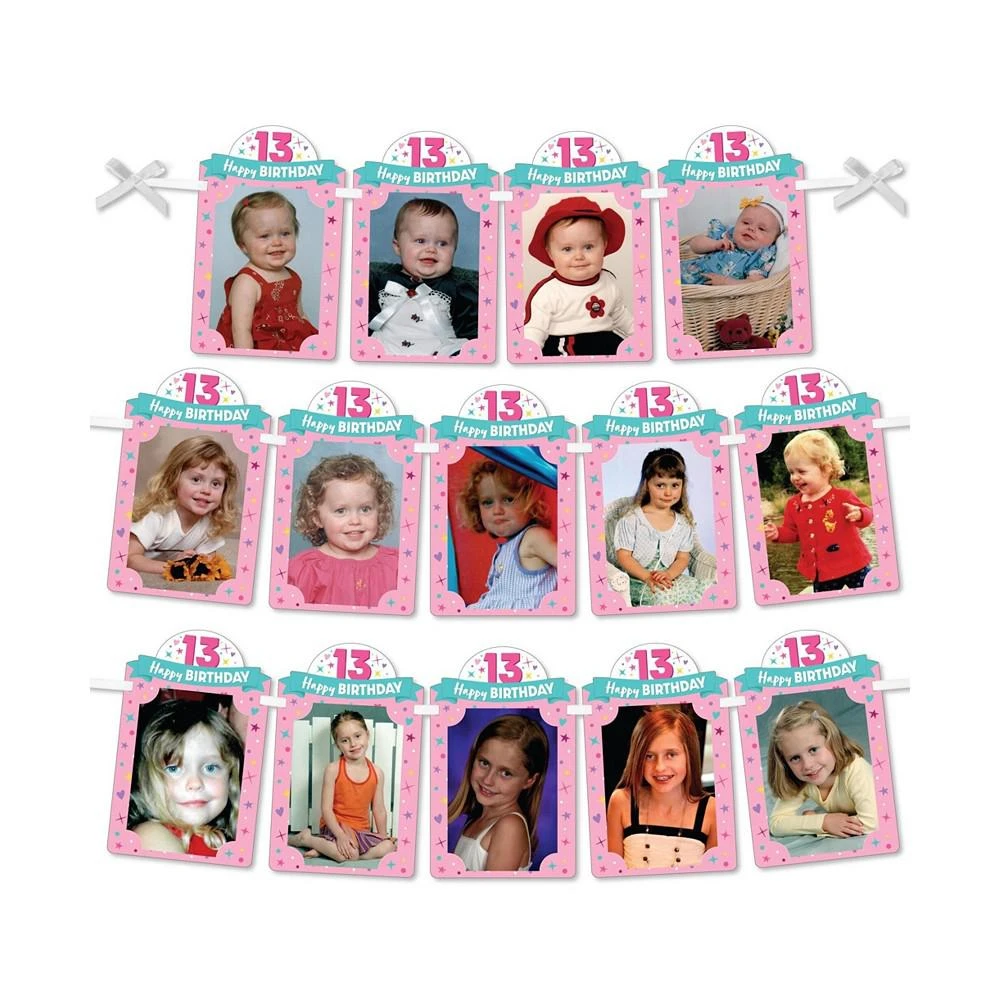 商品Big Dot of Happiness|Girl 13th Birthday - DIY Birthday Party Decor - Picture Display - Photo Banner,价格¥119,第1张图片