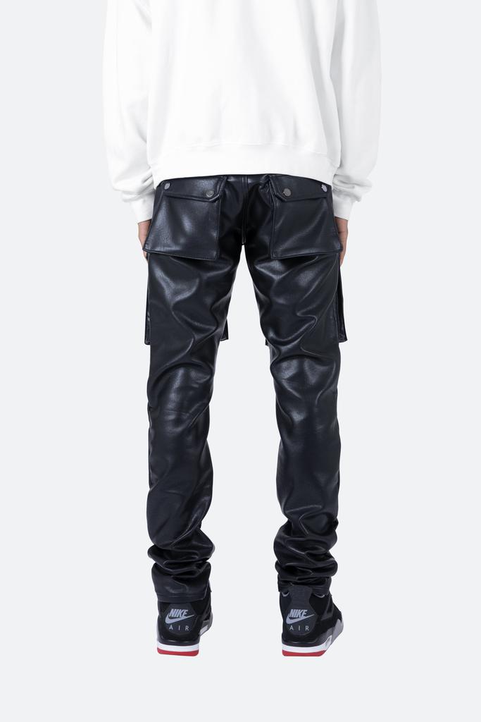 Leather Snap Cargo Pants - Black商品第6张图片规格展示
