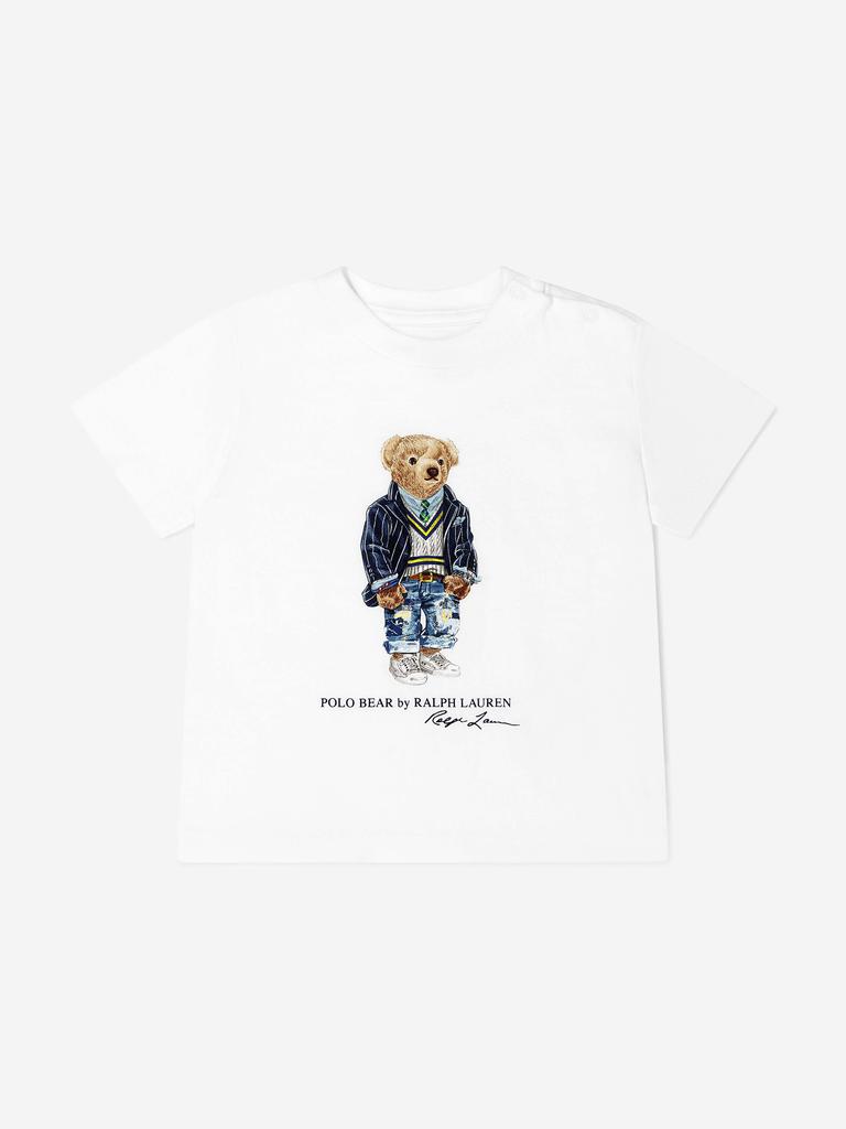 Ralph Lauren  White Baby Boys Cotton Jersey Polo Bear T-Shirt商品第1张图片规格展示