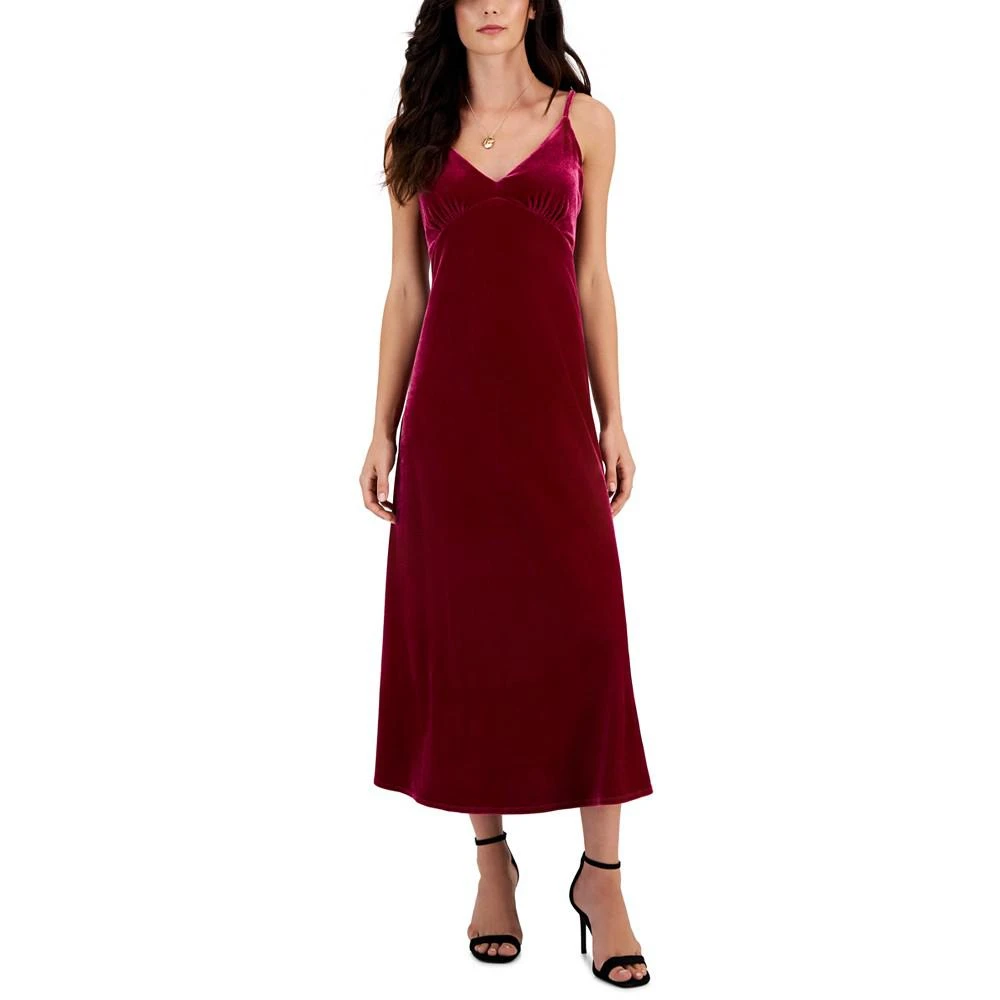 商品Taylor|Women's V-Neck Sleeveless Velvet Slip Dress,价格¥187,第1张图片