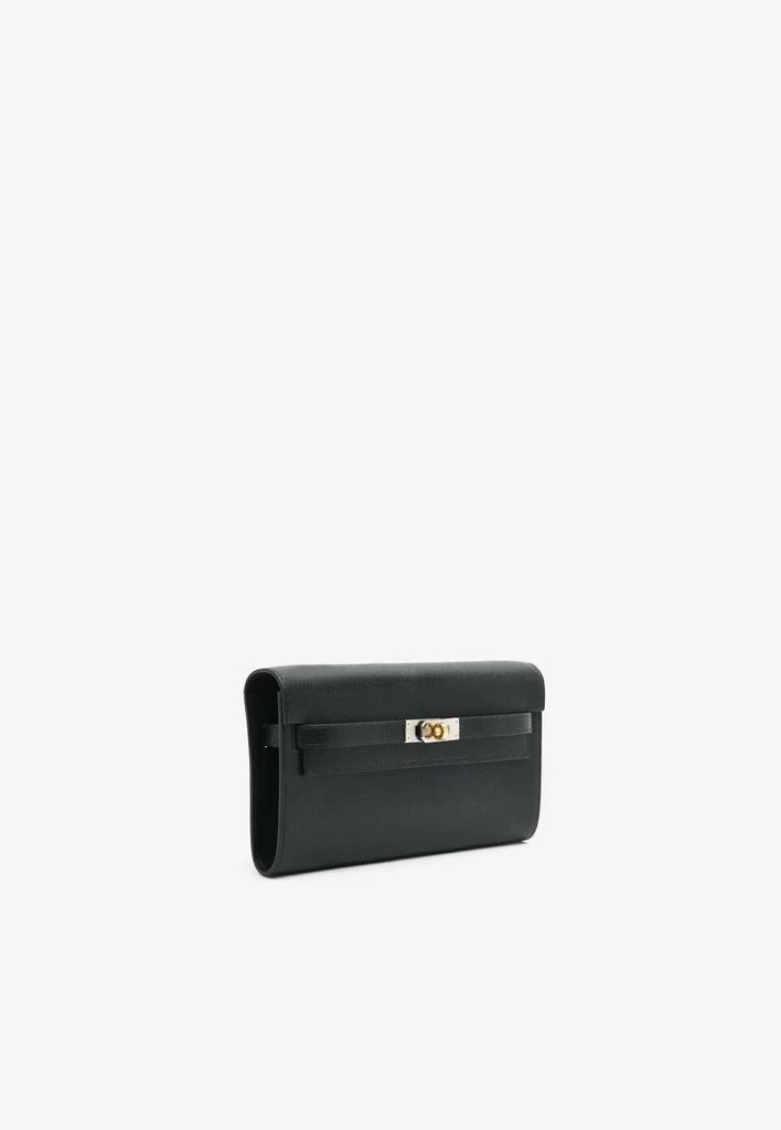 商品Hermes|Kelly To Go Wallet in Black Chamkila Leather in Electrum Hardware,价格¥79256,第2张图片详细描述