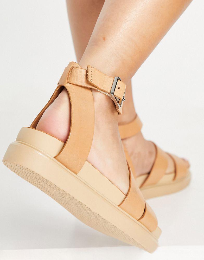Vagabond Erin ankle strap leather flatform sandals in beige商品第4张图片规格展示
