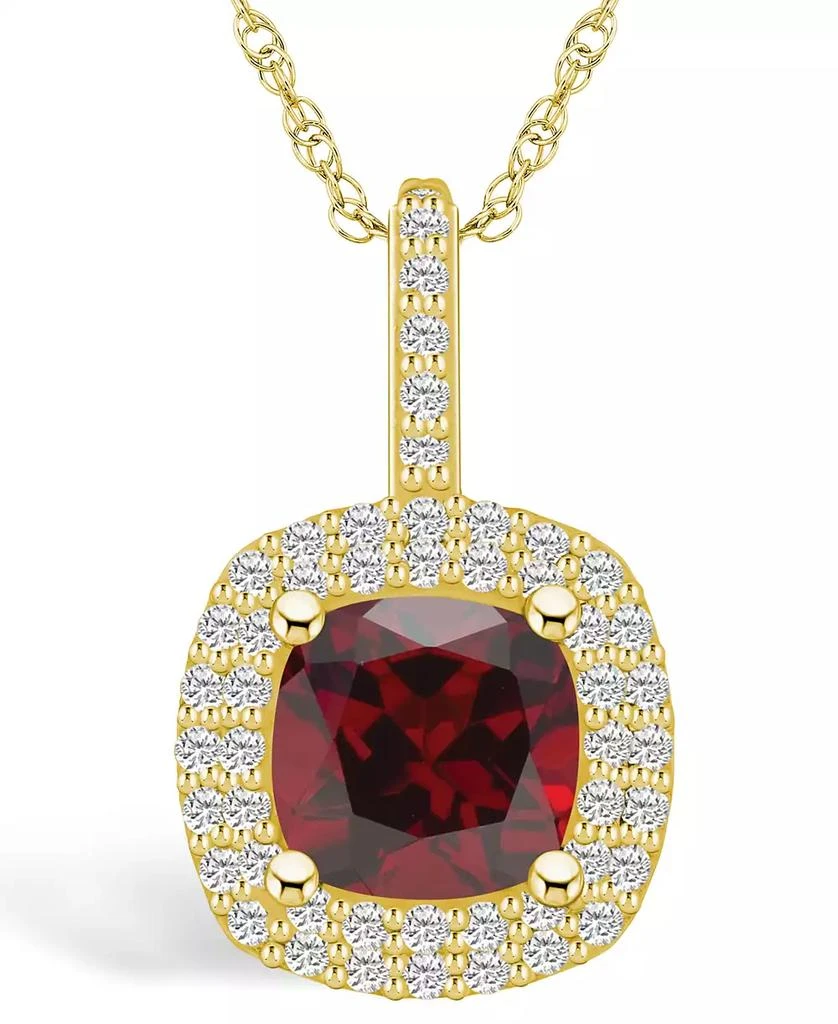 商品Macy's|Garnet (2-3/4 Ct. T.W.) and Diamond (1/2 Ct. T.W.) Halo Pendant Necklace in 14K Yellow Gold,价格¥11125,第1张图片