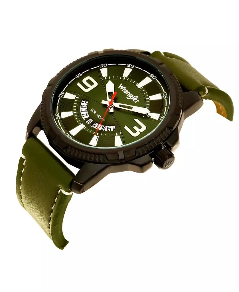 商品Wrangler|Men's Watch, 48MM Black Ridged Case with Green Zoned Dial, Outer Zone is Milled with White Index Markers, Outer Ring Has is Marked with White, Analog Watch with Red Second Hand and Crescent,价格¥502,第2张图片详细描述