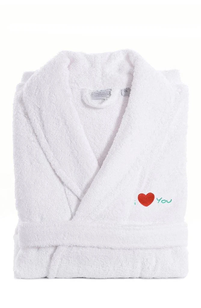 商品Linum Home Textiles|'I Love You' Embroidered White Terry Bathrobe,价格¥640,第2张图片详细描述