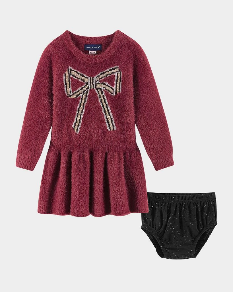 商品Andy & Evan|Girl's Sweater Dress W/ Bow Graphic, Size Newborn-24M,价格¥453,第1张图片