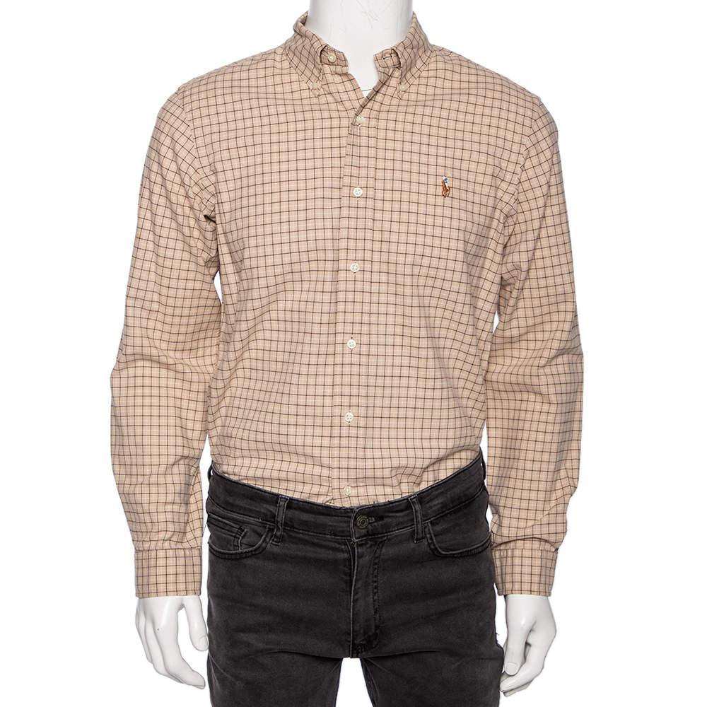 商品[二手商品] Ralph Lauren|Ralph Lauren Beige Checked Cotton Button Front Custom Fit Shirt M,价格¥765,第1张图片