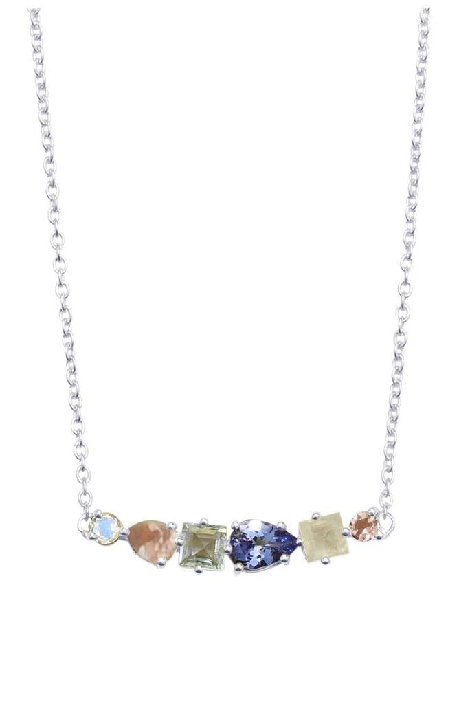 商品ADORNIA|White Rhodium Plated Sterling Silver Mixed Stone Pendant Necklace,价格¥149,第1张图片