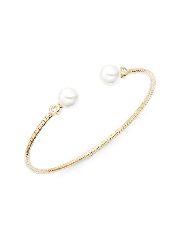 商品Nadri|18K Goldplated &amp; 8MM White Pearl Flexi Cuff,价格¥238,第1张图片
