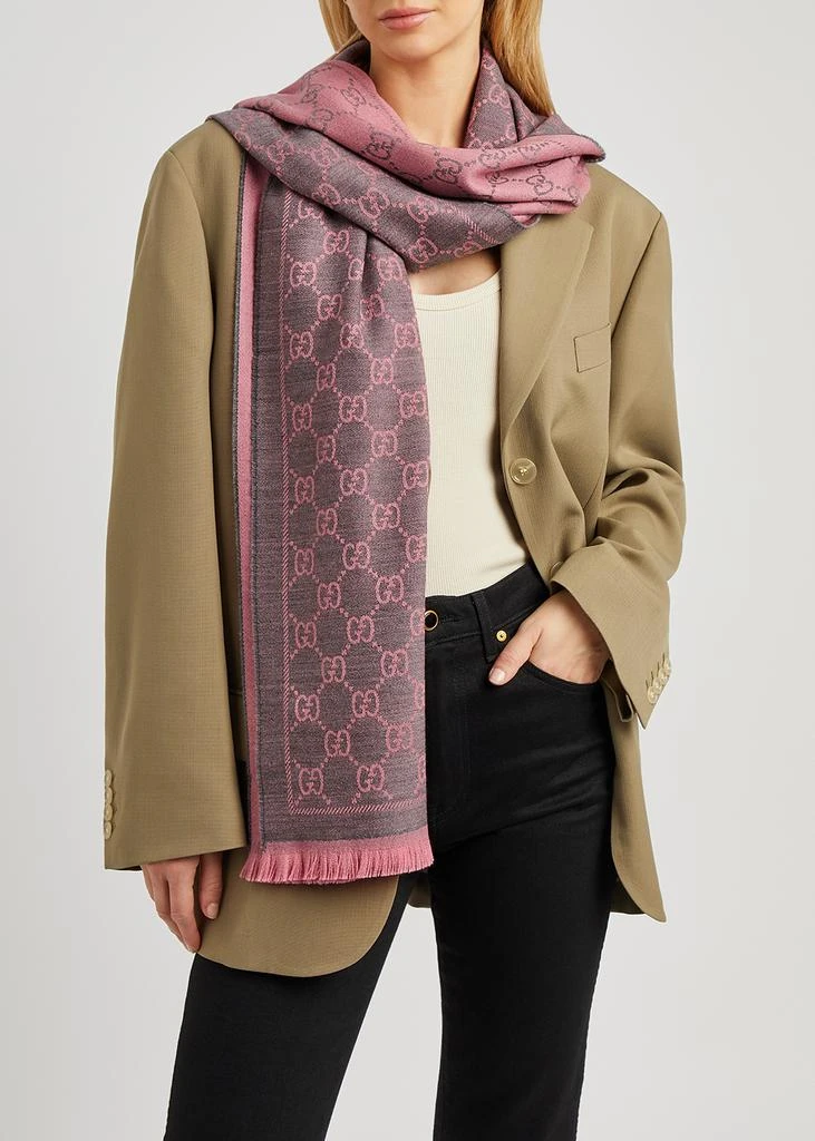 商品Gucci|Sten GG-jacquard wool scarf,价格¥2669,第2张图片详细描述