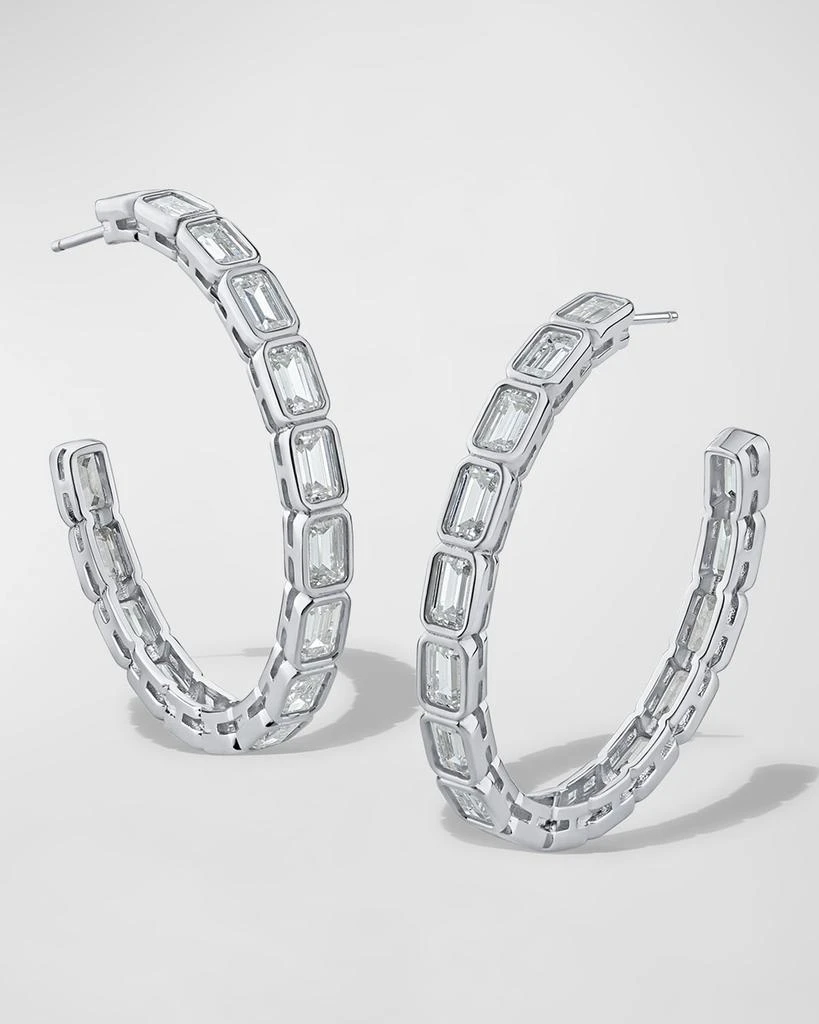 商品Golconda by Kenneth Jay Lane|Cubic Zirconia Emerald Bezel Hoop Earrings,价格¥3783,第1张图片