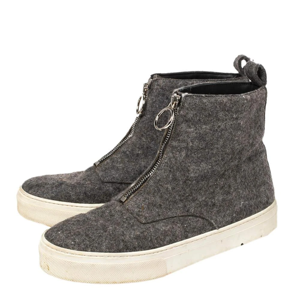 商品[二手商品] Celine|Celine Grey Wool Felt High Top Zip Up Sneaker Size 38,价格¥1806,第4张图片详细描述