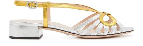 商品Gucci|Metallic leather sandals,价格¥6395,第1张图片