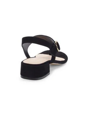 商品Stuart Weitzman|Faux Pearl-Embellished Suede Thong Sandals,价格¥786,第3张图片详细描述