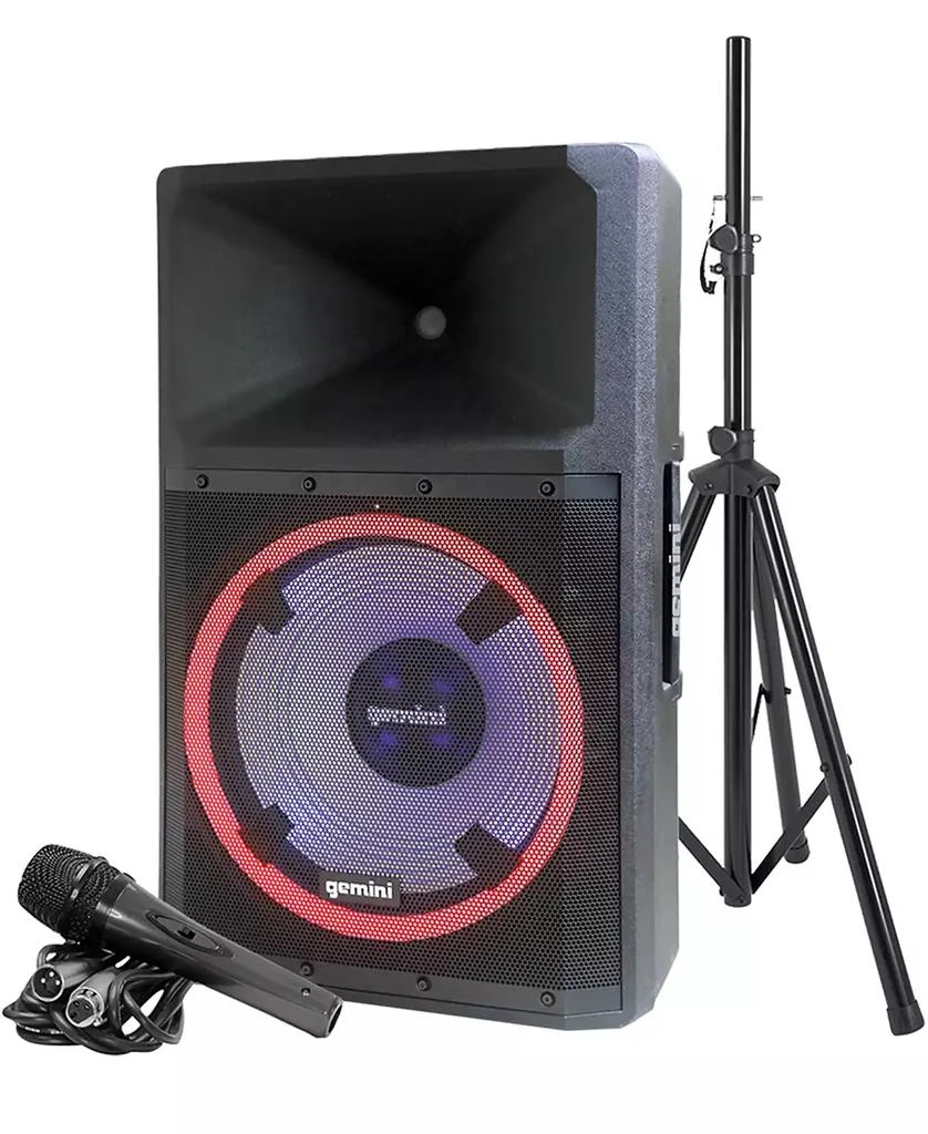 商品Gemini|Active 15" LED Portable Bluetooth Speaker with Stand and Mic, Set of 3,价格¥2604,第1张图片