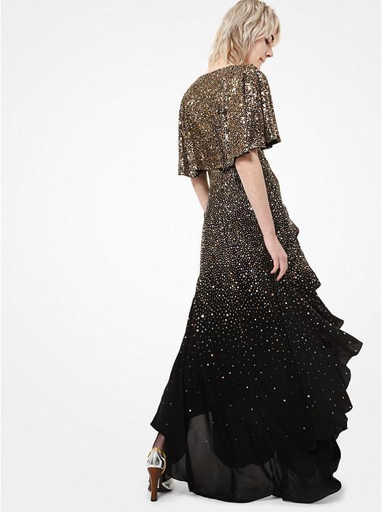 商品Michael Kors|Confetti Sequined Silk-Georgette Cape Gown,价格¥37106,第4张图片详细描述