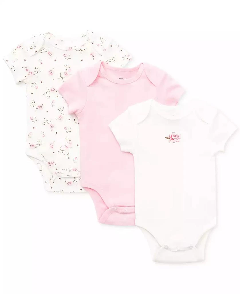 商品Little Me|Baby Girls Vintage Rose Bodysuits, Pack of 3,价格¥100,第1张图片