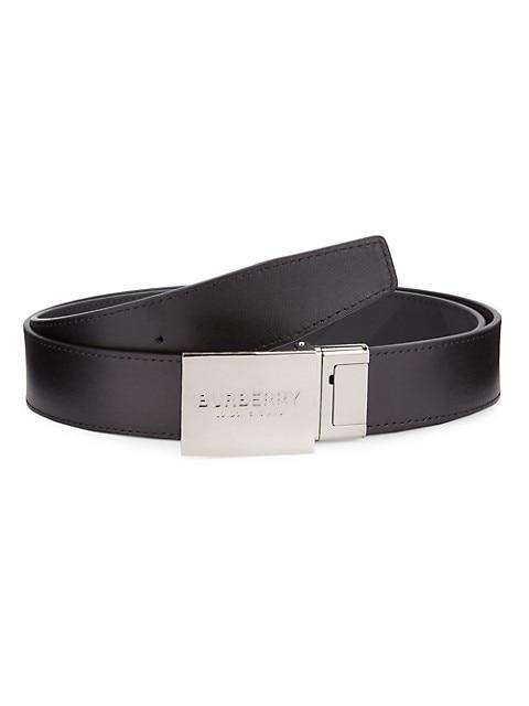 Reversible Logo Plaque  Cut-To-Size Leather Belt商品第3张图片规格展示