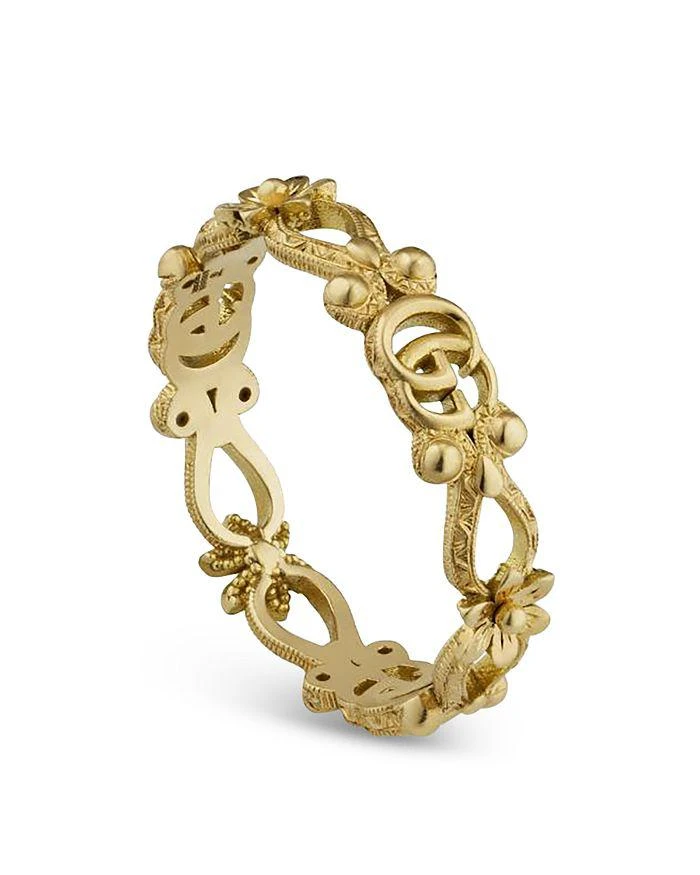 商品Gucci|18K Yellow Gold Flora Double G & Flower Openwork Ring,价格¥10767,第1张图片