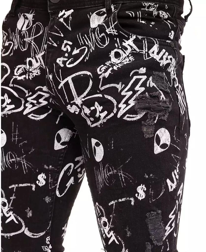 商品RON TOMSON|Men's Modern Straight Scribble Denim Jeans,价格¥1335,第5张图片详细描述