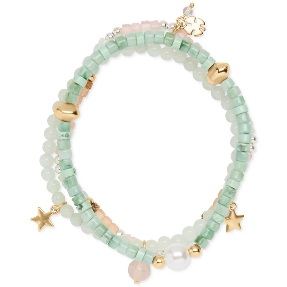 商品Lucky Brand|Two-Tone 3-Pc. Set Star Charm Gemstone Beaded Stretch Bracelets,价格¥235,第1张图片