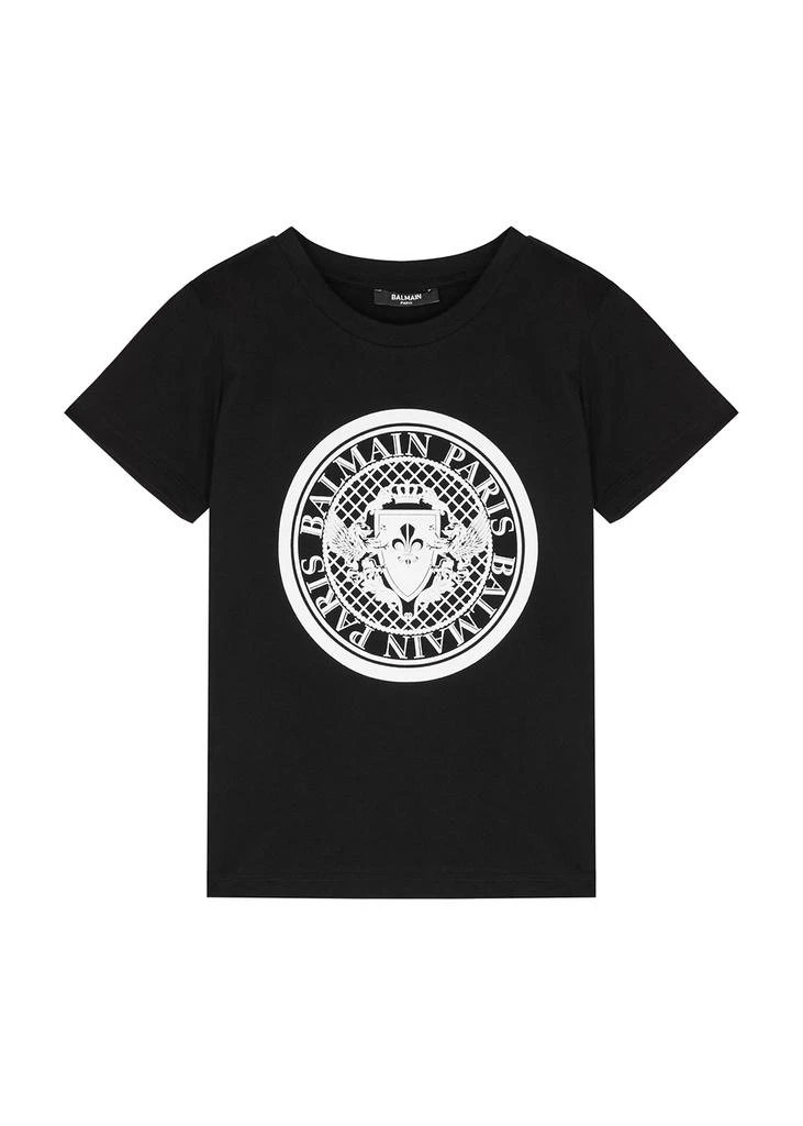 商品Balmain|KIDS Black logo cotton T-shirt (4-10 years),价格¥508,第1张图片