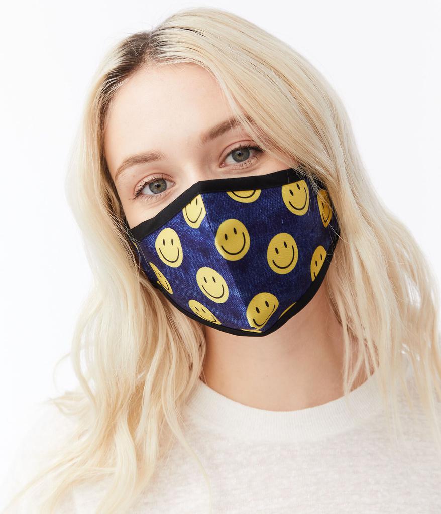 Aeropostale Women's Smiley Faces & Solid Face Mask 2-Pack商品第2张图片规格展示