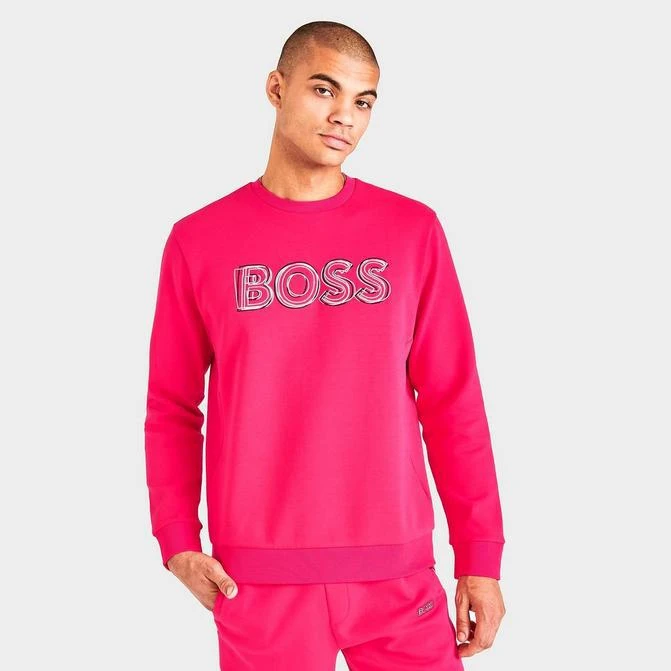 商品Hugo Boss|Men's Hugo Boss Layered Logo Crewneck Sweatshirt,价格¥789,第1张图片