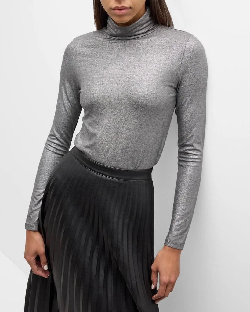 Metallic Long-Sleeve Turtleneck Top 商品